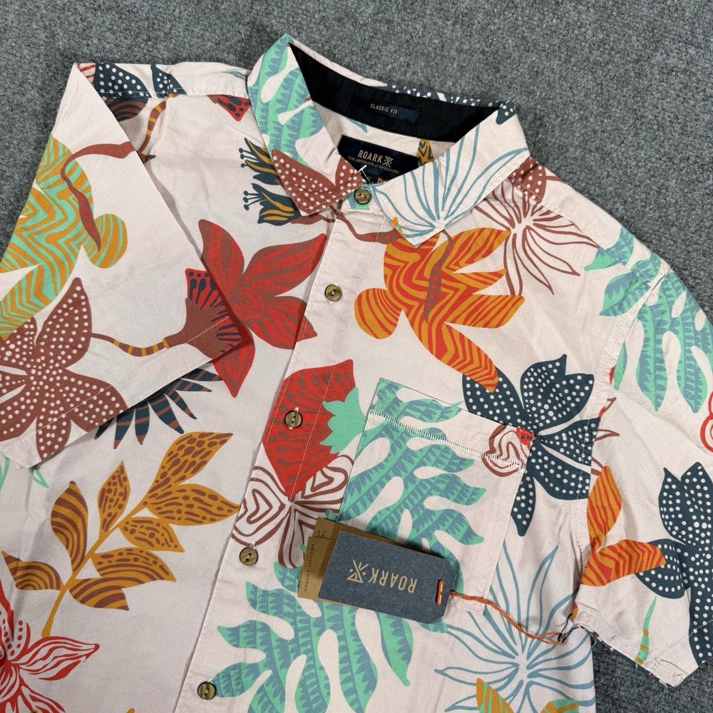 Roark Shirt Mens Small Journey Zealandia Floral Button Up‎ Classic Fit New